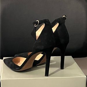 Jessica Simpson Black Suede Ankle Strap Stiletto Heels